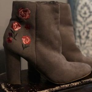 Suede Booties with Floral detail by REPORT